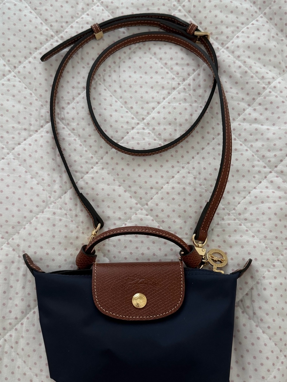 *bnwot* longchamp le pliage cosmetic case with flap navy